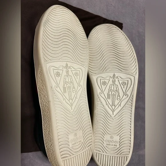 Gucci Black Suede Web Stripe Slip-On Sneakers Size 7.5 - Picture 13 of 15